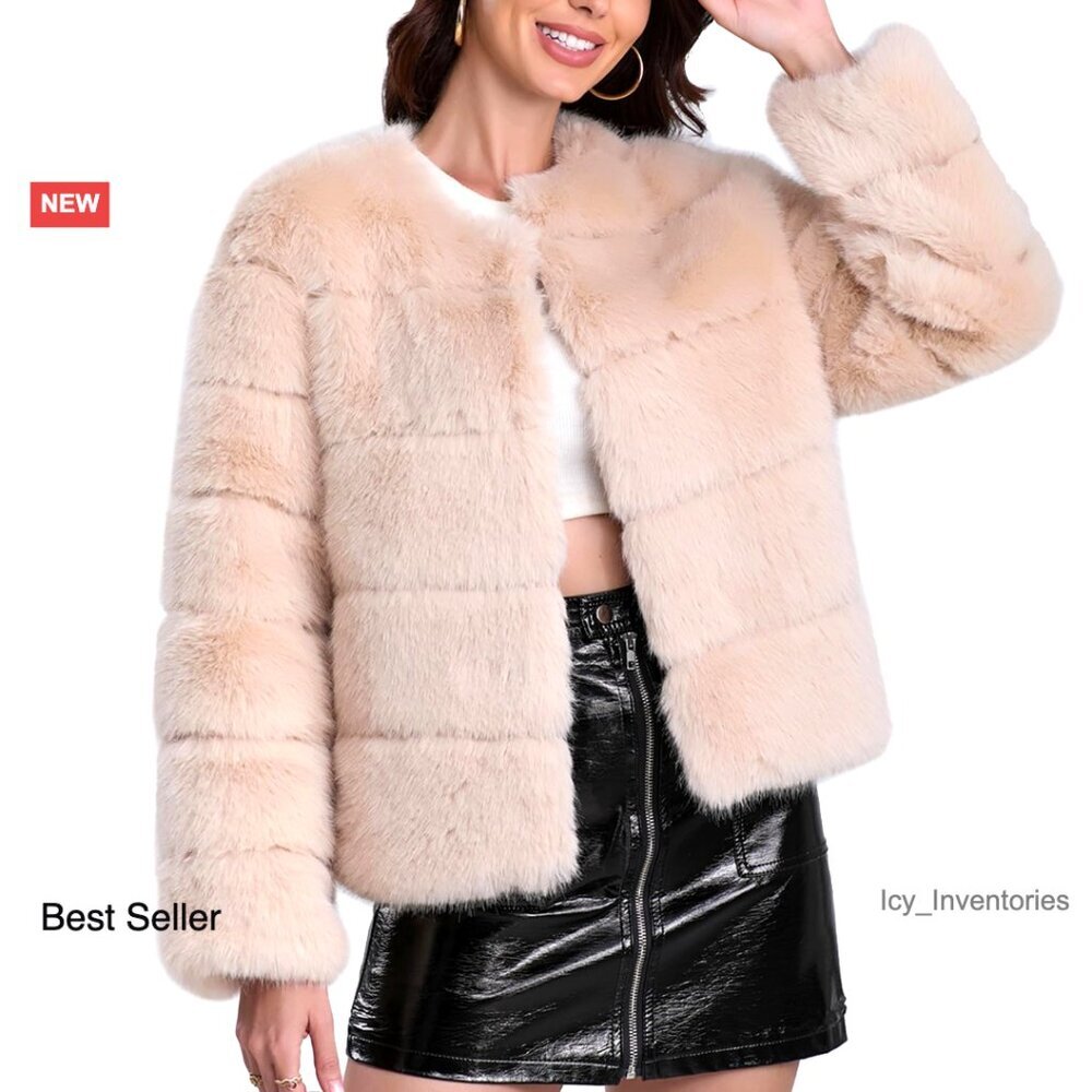Faux Fur Coat Long Sleeve Overcoat Winter Warm Chic Elegant Oversized Style